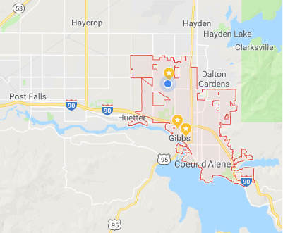 Map of Coeur d'Alene Idaho